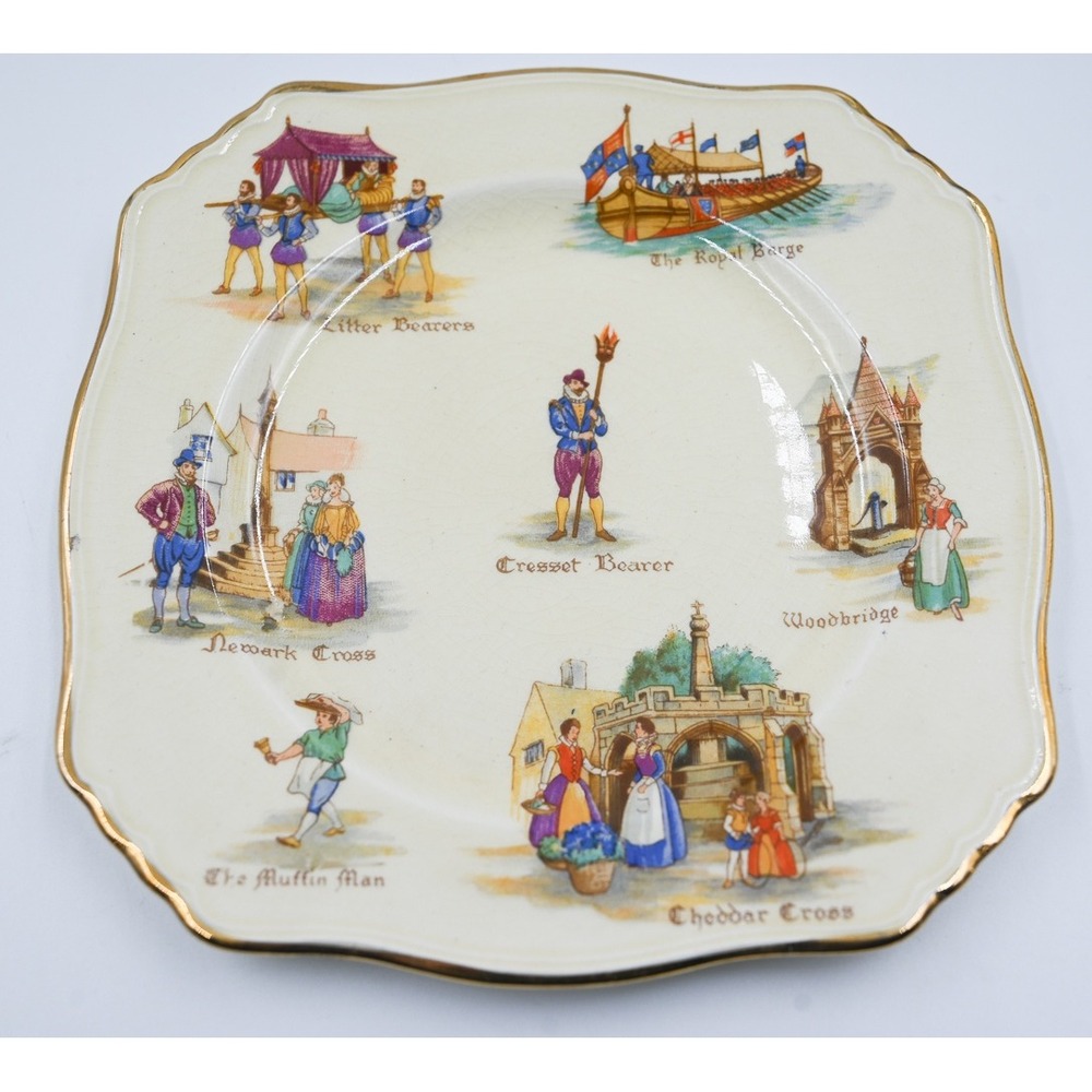 Royal Winton Old English Markets Plate Grimwades England Vintage Square Plate